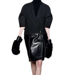 Alexander Wang Women’s Fall 2013 Runway Oversized Wool Blend/Leather Dress Coat